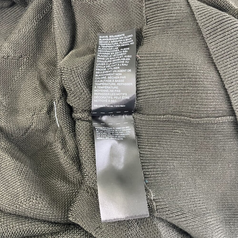 2/$30 White House Black Market Camo Tunic Blouson Sweater V-Neck Olive S #8837 - Picture 7 of 9